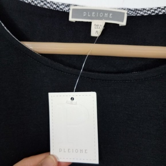 Pleione Black Plaid Ruffle Sleeve Knit Shirt Dress - Picture 7 of 8